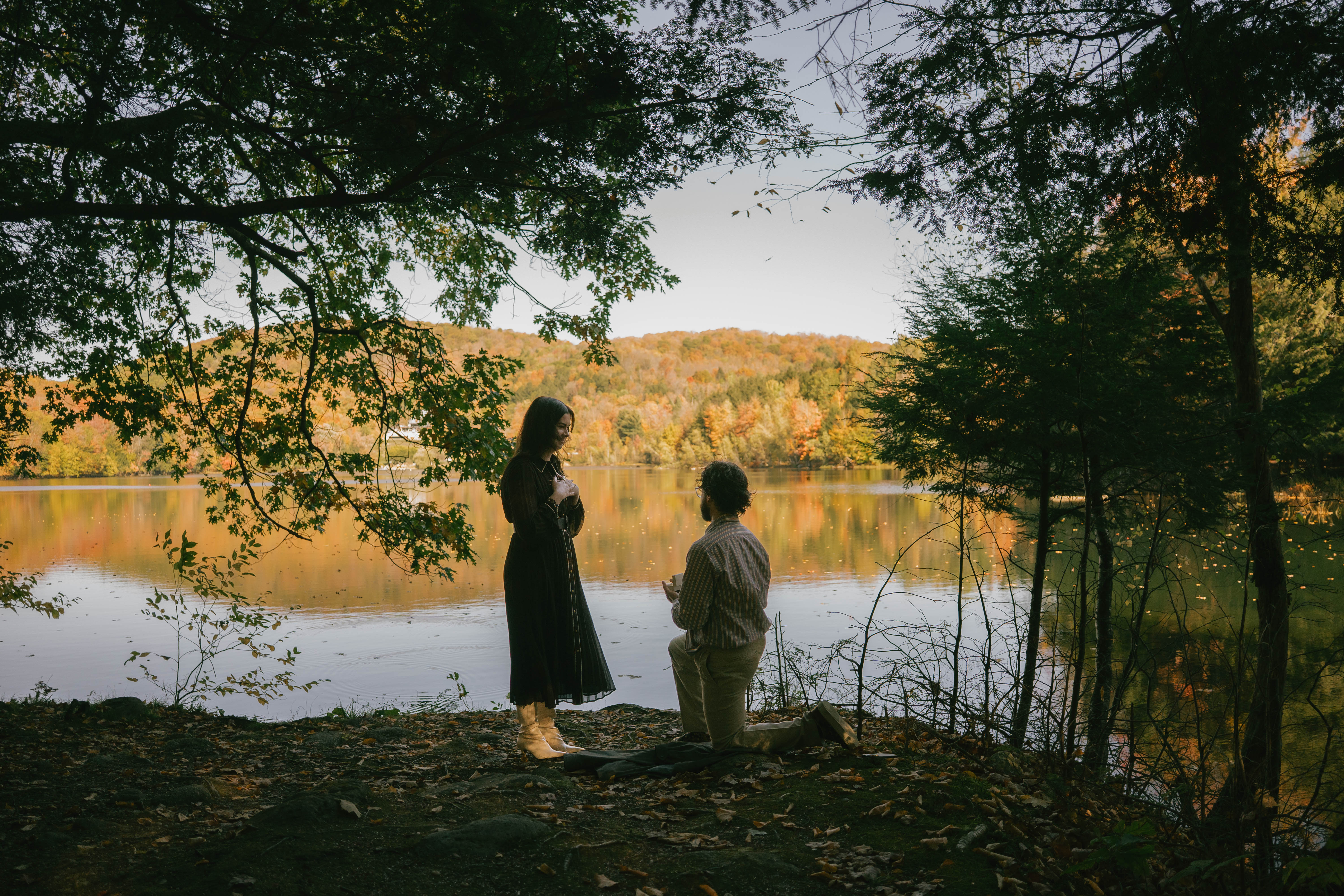 Melissa and Sébastien by the lakeside path